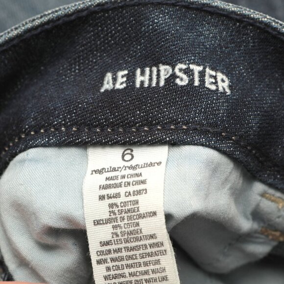 American Eagle Outfitters Hipster Flare Jeans Retro Lower Rise Dark Blue Denim 6 - Picture 6 of 9